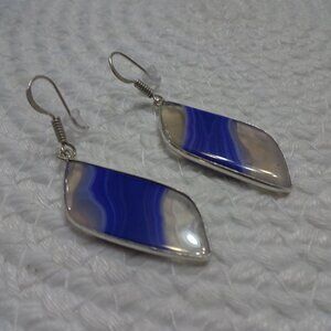 Beautiful PURPLE BOTSWANA AGATE Handmade Sterling 925 Dangle Earrings #787C